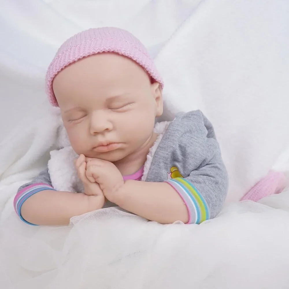 🆕19 inch Full Body Platinum Silicone Bald Baby Dolls Sleeping Zora-tan Boy